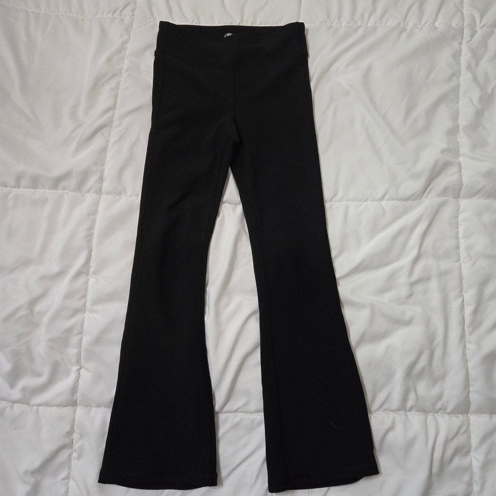 Yogalicious Girls Rib Everyday Flare Leggings Set of 2 Black Purple Size L 6X - Picture 2 of 7